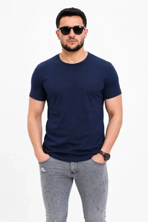 Erkek Basic Tişört Bisiklet Yaka Kısa Kol Günlük Yazlık Slim Fit TShirt