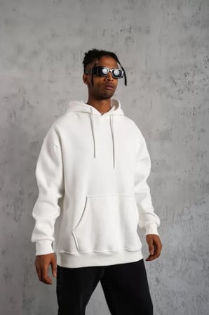 Erkek Düz Kapüşonlu Sweat