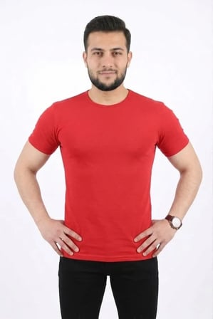 Erkek Basic Tişört Bisiklet Yaka Kısa Kol Günlük Yazlık Slim Fit TShirt