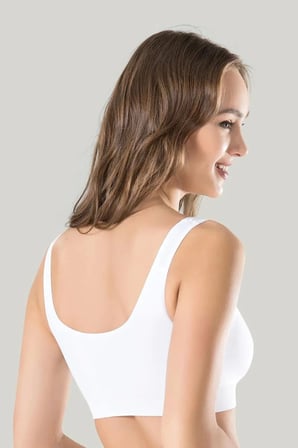 Kadın Beyaz Kalın Askılı Çıkarılabilir Pedli Örme Seamless Dikişsiz Basic Büstiyer