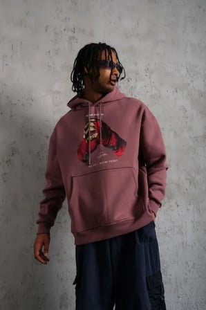 Erkek Eldiven Baskılı Kapüşonlu Sweat