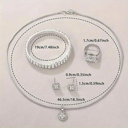 Elegant Saat ile Kolye+Küpe+Yüzük+Bileklik 6 parça Takı Seti