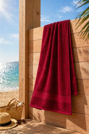 Bordo Plaj Havlusu %100 Pamuk Sertifikalı Deniz & Havuz Havlu 70x140cm