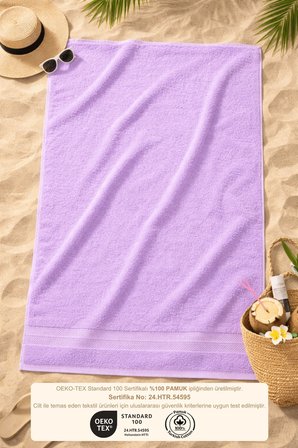 Lila Plaj Havlusu %100 Pamuk Sertifikalı Deniz & Havuz Havlu 70x130cm
