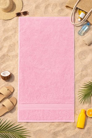 Pembe Plaj Havlusu %100 Pamuk Sertifikalı Deniz & Havuz Havlu 70x130cm