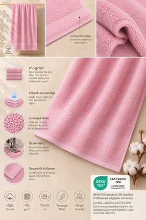 Pembe Plaj Havlusu %100 Pamuk Sertifikalı Deniz & Havuz Havlu 70x130cm
