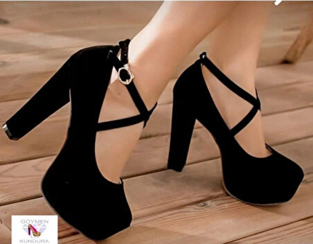 KADIN ABİYE SÜET ÇAPRAZ BAĞLAMALI PLATFORM AYAKKABI