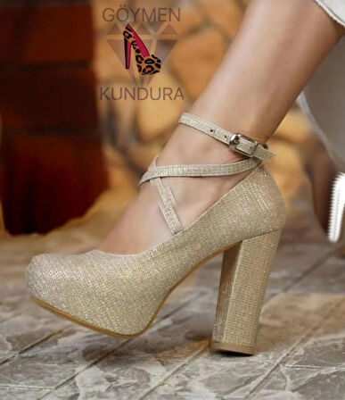 KADIN ABİYE ÇAPRAZ BAĞLAMALI DORE ÇUPRA PLATFORM AYAKKABI