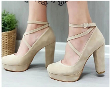 KADIN ABİYE TEN SÜET BİLEKDEN BAĞLAMALI PLATFORM AYAKKABI