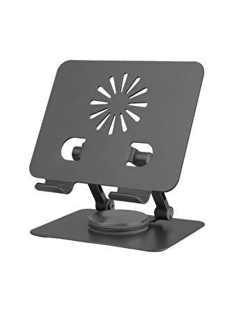 Plentiful Stand 360 Derece Dönebilen Metal Alüminyum Katlanır Tablet Stand D3 Antrasit