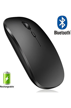 Plentiful Şarjlı Kablosuz 2.4G+Bluetooth Mouse Sessiz Siyah İnce