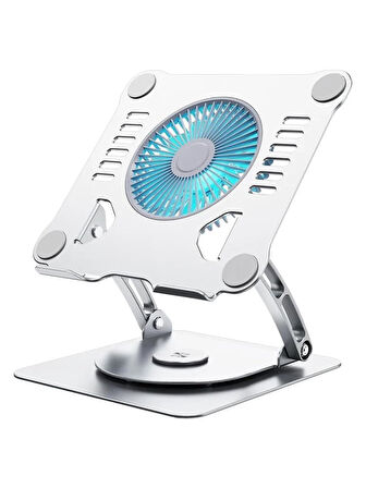 Plentiful Notebook ve Laptop Stand 360 Derece Dönebilen Alüminyum Katlanır Stand Gümüş
