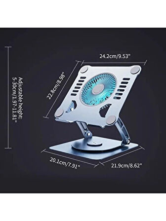 Plentiful Notebook ve Laptop Stand 360 Derece Dönebilen Alüminyum Katlanır Stand Gümüş