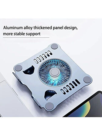 Plentiful Notebook ve Laptop Stand 360 Derece Dönebilen Alüminyum Katlanır Stand Gümüş