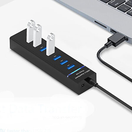 Plentiful 7 Port Usb Çoğaltıcı USB 3.0 Hızlı Aktarım 1 Metre Kablo Usb Hub Çoğaltıcı