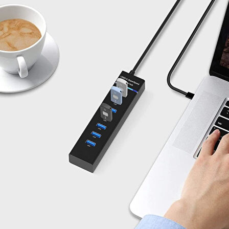 Plentiful 7 Port Usb Çoğaltıcı USB 3.0 Hızlı Aktarım 1 Metre Kablo Usb Hub Çoğaltıcı