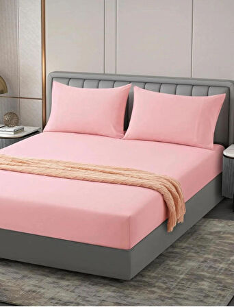 %100 COTTON (PAMUK) 120x200+30 cm  FİTTED (LASTİKLİ) TEK KİŞİLİK PEMBE ÇARŞAF BED SHEETT