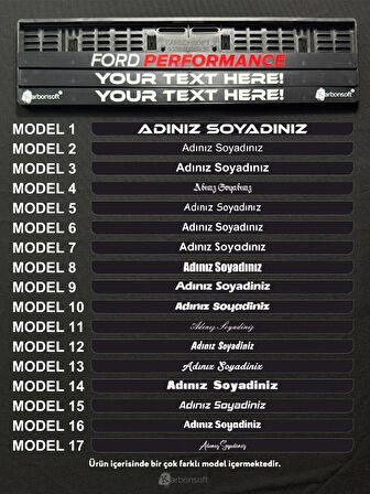 Kişiye Özel Isimli 2 Adet Araç Logo Kabartmalı Siyah Oto Plakalık