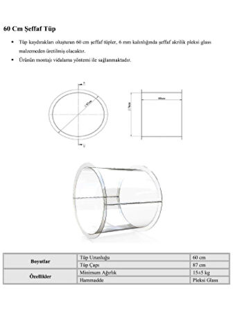 60 cm Şeffaf Tüp