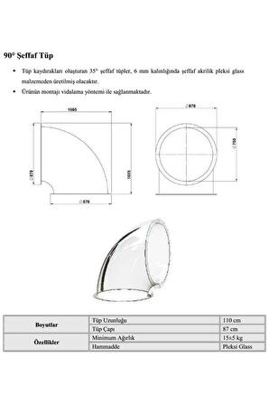 90° Şeffaf Tüp