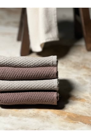 %100 Pamuk 4'Lü Fango Kahverengi El Havlu Seti - 30X50 Cm Çeyizlik, Misafir, Mutfak, Banyo İ̇Çin  Hav