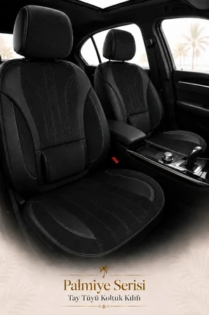 Kia Picanto 2004 Sonrası Uyumlu Palmiye Serisi Siyah Bel Destekli Tay Tüyü Koltuk Kılıfı