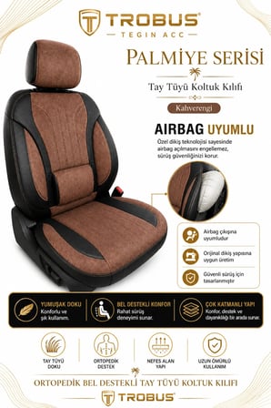 Mercedes E 2013 Sonrası Uyumlu Palmiye Serisi Taba Siyah Bel Destekli Tay Tüyü Koltuk Kılıfı