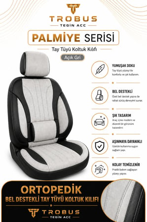 Mercedes GLA 2014 Sonrası Uyumlu Palmiye Serisi Gri Siyah Bel Destekli Tay Tüyü Koltuk Kılıfı