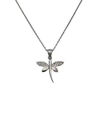 925 Ayar Gümüş Yusufçuk Zirkon Taşlı Kadın Gümüş Kolye