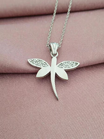 925 Ayar Gümüş Yusufçuk Zirkon Taşlı Kadın Gümüş Kolye