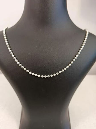 925 Ayar Gümüş Top Zincirli Kadın Gümüş Kolye ,boncuklu Zincir Kolye