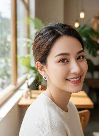 925 Ayar Gümüş Iki Kalpli Zirkon Taşlı Aşk Fısıltısı Çivili Küpe