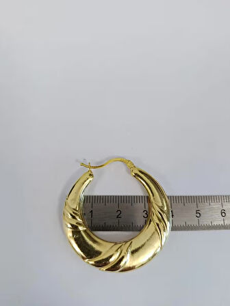 Kadın 925 Ayar Gümüş-halka Küpe-gold Kaplama-geniş-aksesuar-büyük Boy