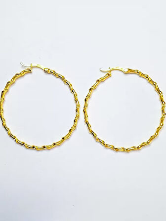 925 Ayar Gümüş Altın Kaplamalı Inceli Orta Boy halka Küpe