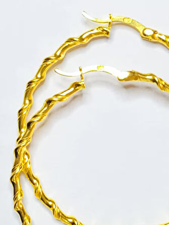 925 Ayar Gümüş Altın Kaplamalı Inceli Orta Boy halka Küpe