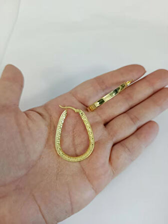 Kadın 925 Ayar Gümüş-halka Küpe-gold Kaplama-damla Şekli-aksesuar