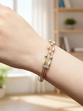 925 Ayar Gümüş üç Renkli Dorika modeli bileklik,modern Kadın Bilezik