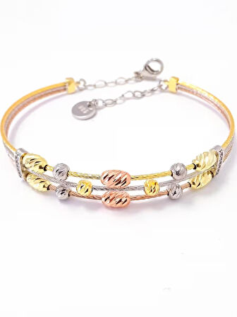 925 Ayar Gümüş üç Renkli Dorika modeli bileklik,modern Kadın Bilezik
