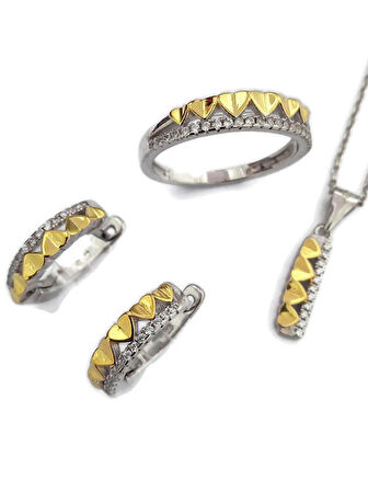 Kadın Aksesuar 925 Ayar Gümüş Minimal Altın gümüş Renkli zirkon Taşlı takı seti