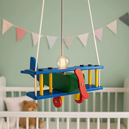 Çocuk Odası Ahşap Uçak Avize