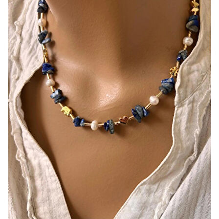 İncili Lapis Kolye