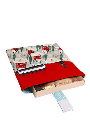 Desenli Yıkanabilir Cepli Kitap Kılıfı 20 x 25 cm Çok Amaçlı Çanta Book Cover