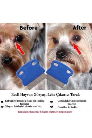 Kedi Köpek Pire Tarağı – Evcil Hayvan Gözyaşı Lekesi ve Bit Temizleme Metal Dişli Bakım Tarağı