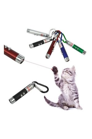3 adet Kırmızı Beyaz Işıklı Led Lazer Kedi Köpek Oyuncağı Anahtarlık