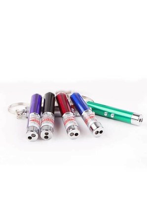 3 adet Kırmızı Beyaz Işıklı Led Lazer Kedi Köpek Oyuncağı Anahtarlık