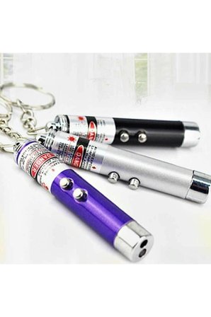3 adet Kırmızı Beyaz Işıklı Led Lazer Kedi Köpek Oyuncağı Anahtarlık