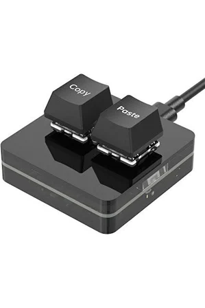 2 Tuşlu Makro Mekanik Klavye Programlanabilir Oyun-Muhasebe-Copy-Paste Tuş Usb Renkli Işık Siyah