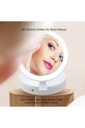 10X Büyütme Çift Taraflı Makyaj Ayna Katlanabilir 21 LED Işıklı Makyaj Aynası USB Kablo