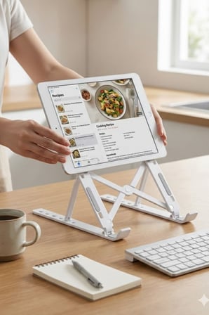 PLENTİFUL Plastik Katlanır Tablet Standı – Ayarlanabilir Açılı, Taşınabilir Masaüstü Telefon ve Tablet