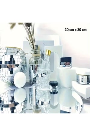 PLENTİFUL Kare Silver Cam Mozaik Fayans Çıkartması Kendinden Yapışkanlı Aynalı Dekor Panel 30x30 Cm